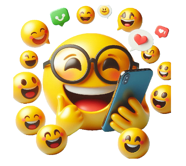 A group of yellow smiley emojis being social