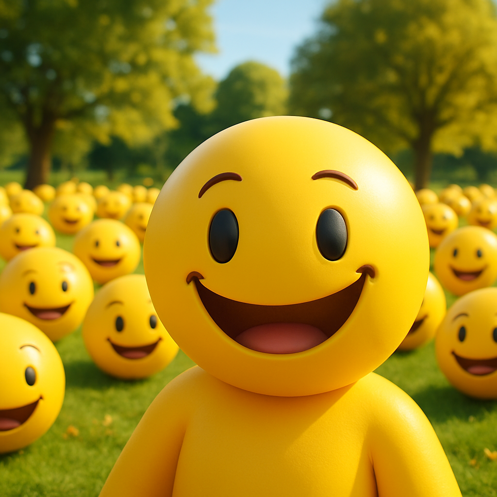 A Yellow smiley emoji being social with lots of other yellow smiley emojis