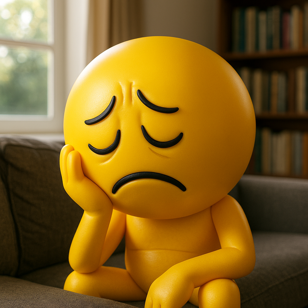 Yellow emoji not being physical, but looking tired and unmotivated