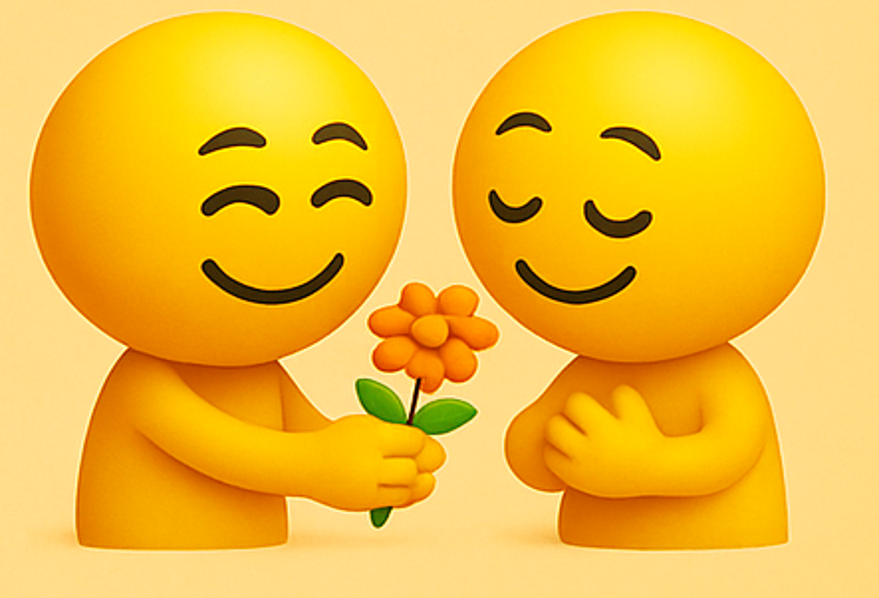 tow yellow smiley emojis showing apprecation for social happiness